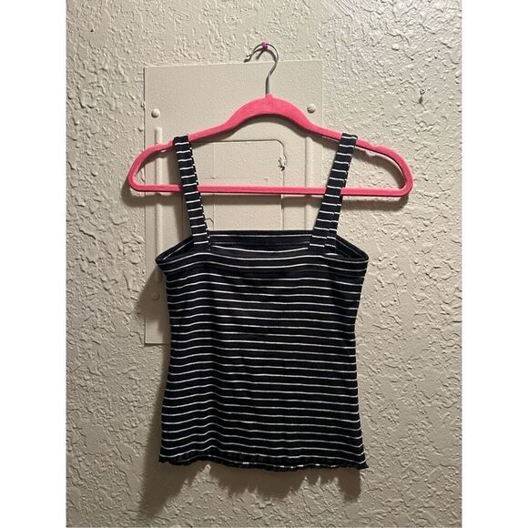 Aero Seriously Soft Square Neck Tank Black & White Striped Woman’s Size Medium - Picture 4 of 6